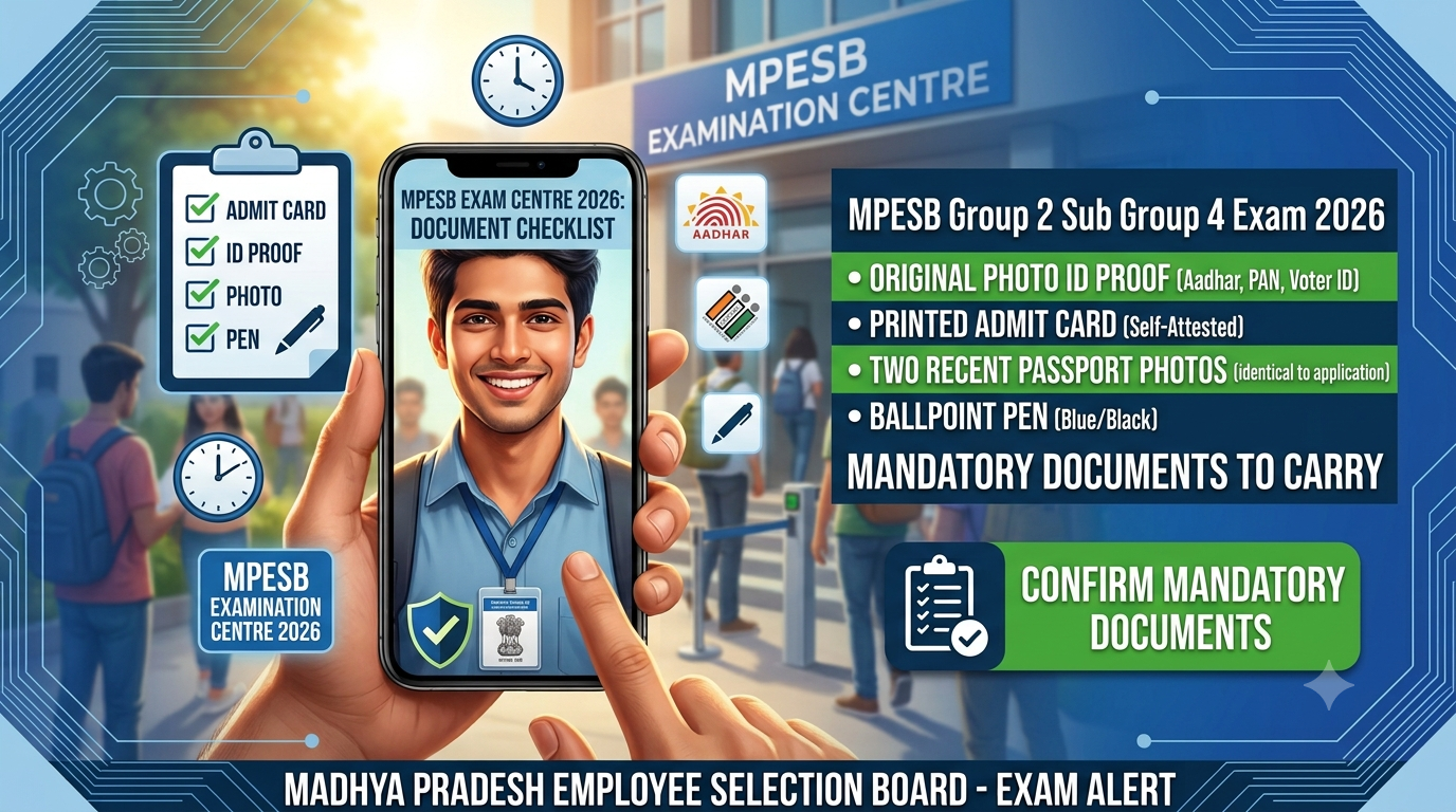 MPESB Group 2 Sub Group 4 Exam 2026: Candidates Must Carry These Documents to the Exam Centre